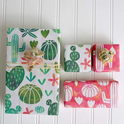 Watercolor Cactus • Double-sided Eco Wrapping Paper Everyday