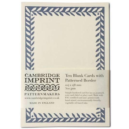 10 Postcards with Patterned Border in Cornflower