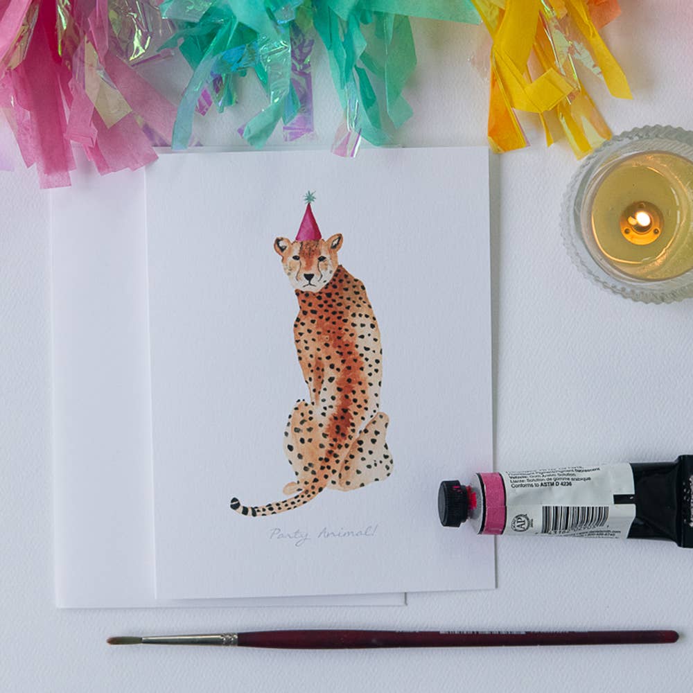 Watercolor Cheetah Birthday Card