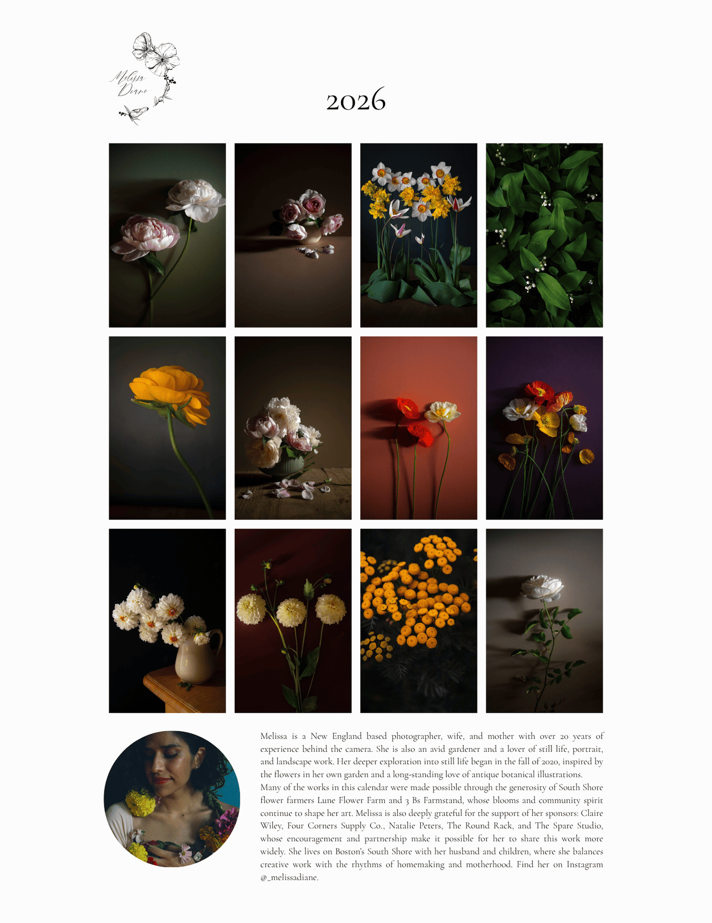 2026 Still Life Calendar, Melissa Diane Photography