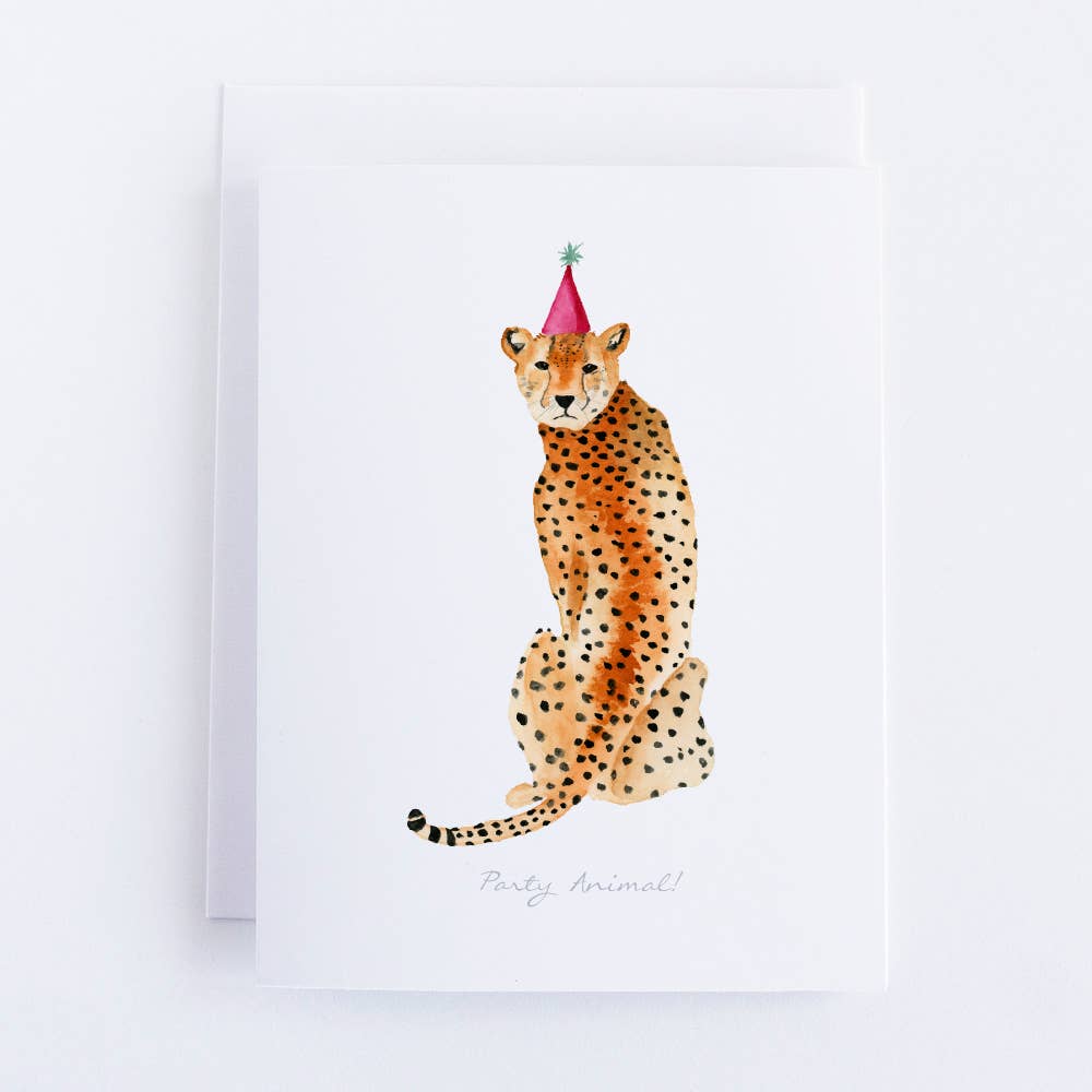 Watercolor Cheetah Birthday Card