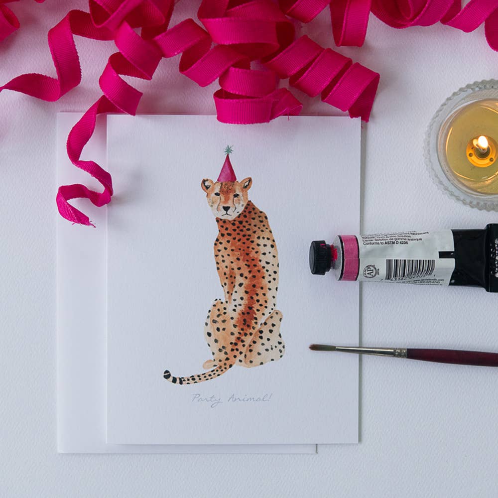 Watercolor Cheetah Birthday Card