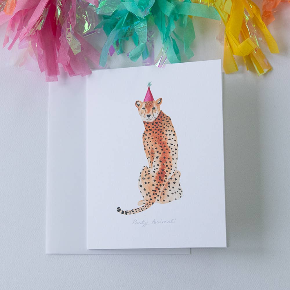 Watercolor Cheetah Birthday Card