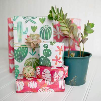 Watercolor Cactus • Double-sided Eco Wrapping Paper Everyday