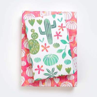 Watercolor Cactus • Double-sided Eco Wrapping Paper Everyday