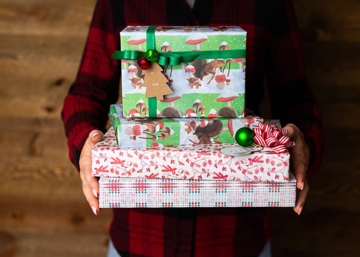 Squirrel + Mushrooms • Double-Sided Eco Wrapping Paper