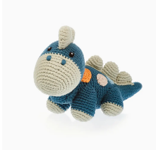 Stegosaurus Plush Dino Rattle, Organic Cotton