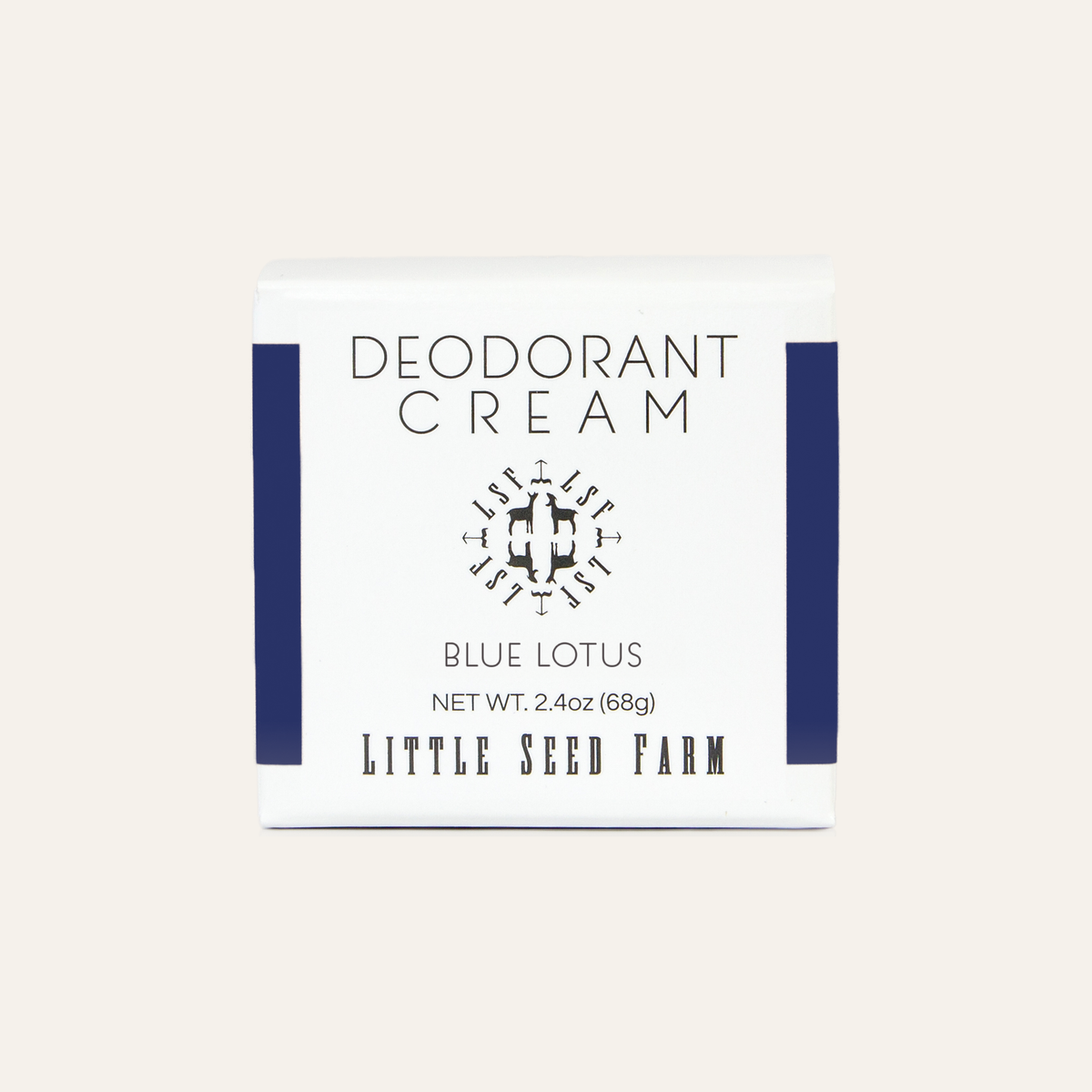 Deodorant cream packaging with 'Little Seed Farm' branding on a white background