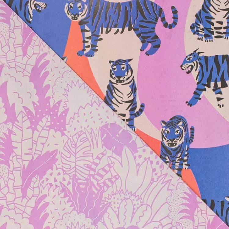 Blue Tigers • Double-Sided • Everyday Eco Wrapping Paper