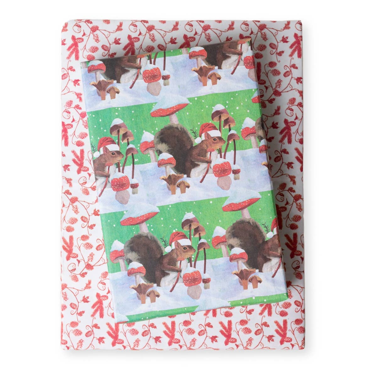 Squirrel + Mushrooms • Double-Sided Eco Wrapping Paper