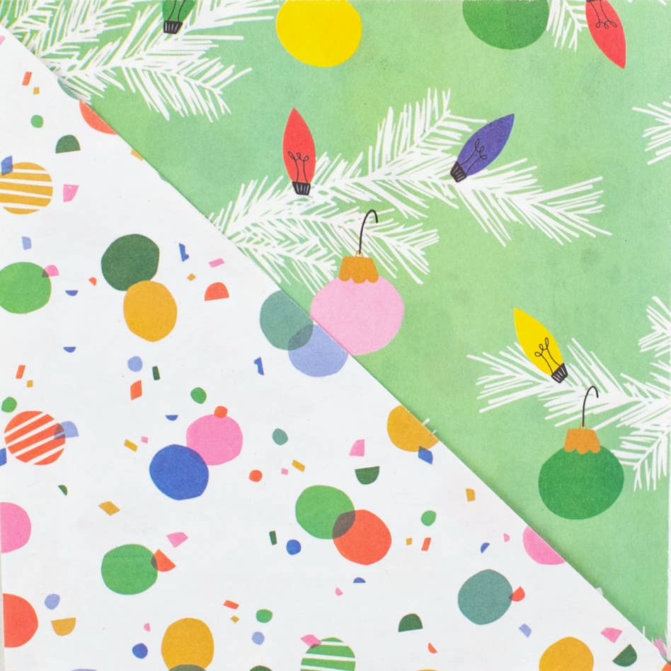 Boughs/ Twinkled • Double-sided Eco Wrapping Paper • Holiday