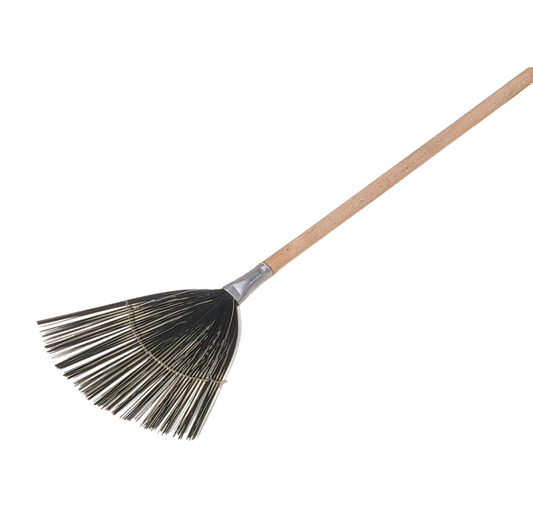 Wire fly swat with a wooden handle on white background